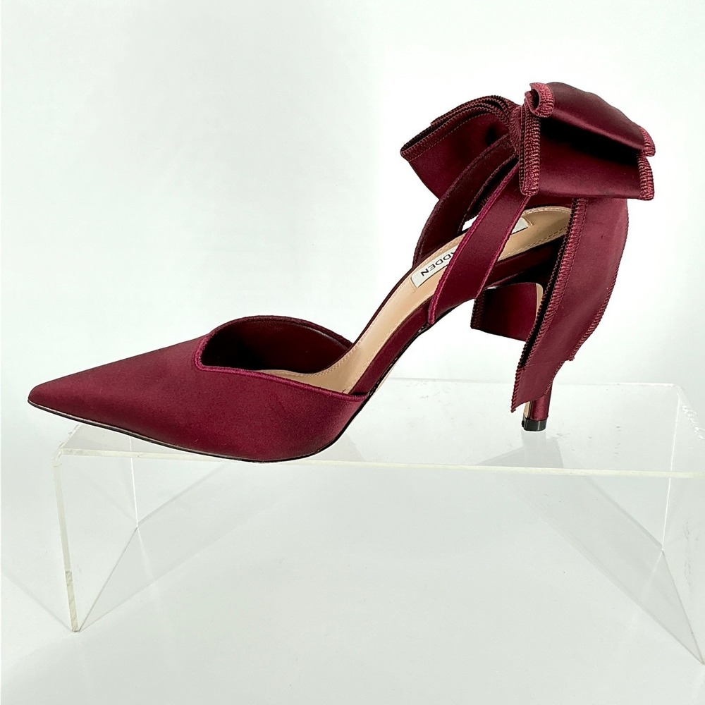 Steve Madden Size 9 Burgundy Satin Bow D'Orsay Stiletto Pumps NEW Belindah $119 - Picture 6 of 13